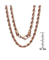 Steeltime Men's 18k Rose gold Plated Stainless Steel Rope Chain 30" Necklace