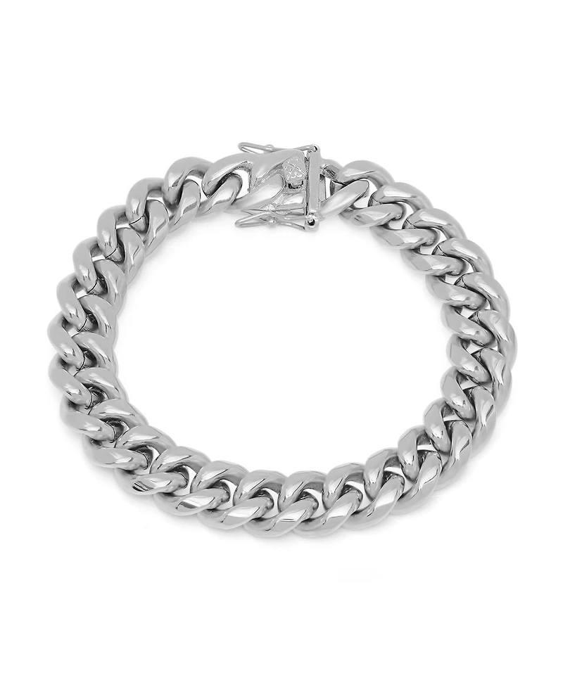 Steeltime Men's Stainless Steel Miami Cuban Chain Link Style Bracelet with 12mm Box Clasp Bracelet