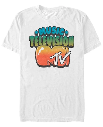 Mtv Men's Gradient Bubble Letters Logo Short Sleeve T-Shirt