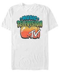 Mtv Men's Gradient Bubble Letters Logo Short Sleeve T-Shirt