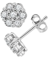 2-Pc. Set Diamond Cluster Pendant Necklace & Matching Stud Earrings (1/2 ct. t.w.) in Sterling Silver