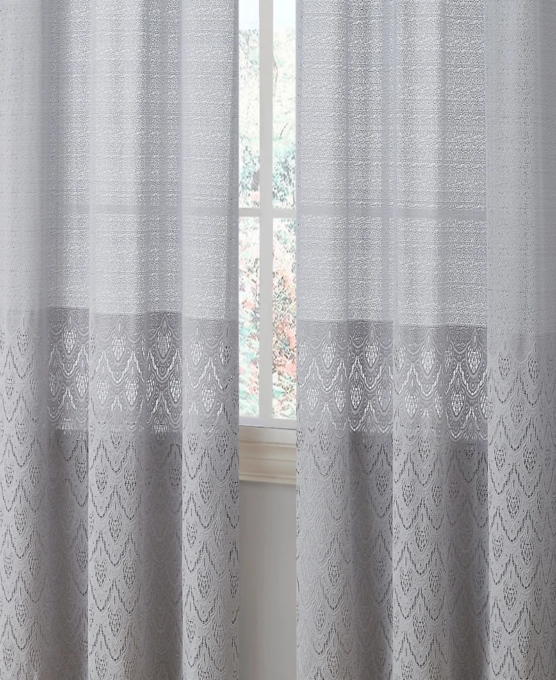 Hlc.me Monaco Premium Soft Decorative Ombre Lace Semi Sheer Light Filtering Rod Pocket Window Treatment Curtain Drapery Panels for Bedroom & Living Ro