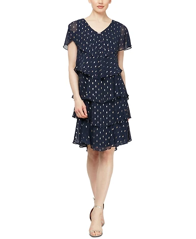 Sl Fashions Polka-Dot Tiered Shift Dress