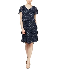 Sl Fashions Polka-Dot Tiered Shift Dress