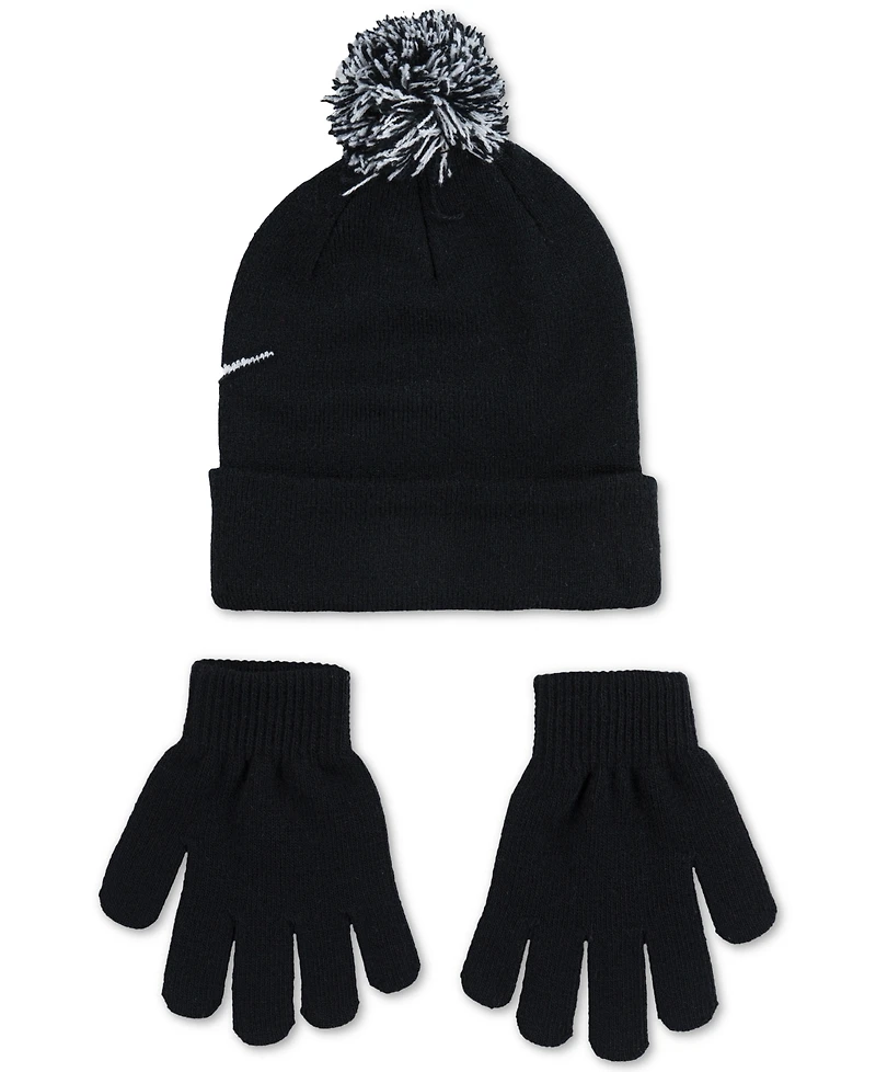 Nike Big Boys 2-Piece Swoosh Beanie and Gloves Set