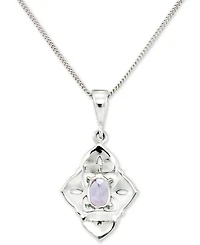 Amethyst (1/2 ct. t.w.) & Marcasite Flower 18" Pendant Necklace in Sterling Silver