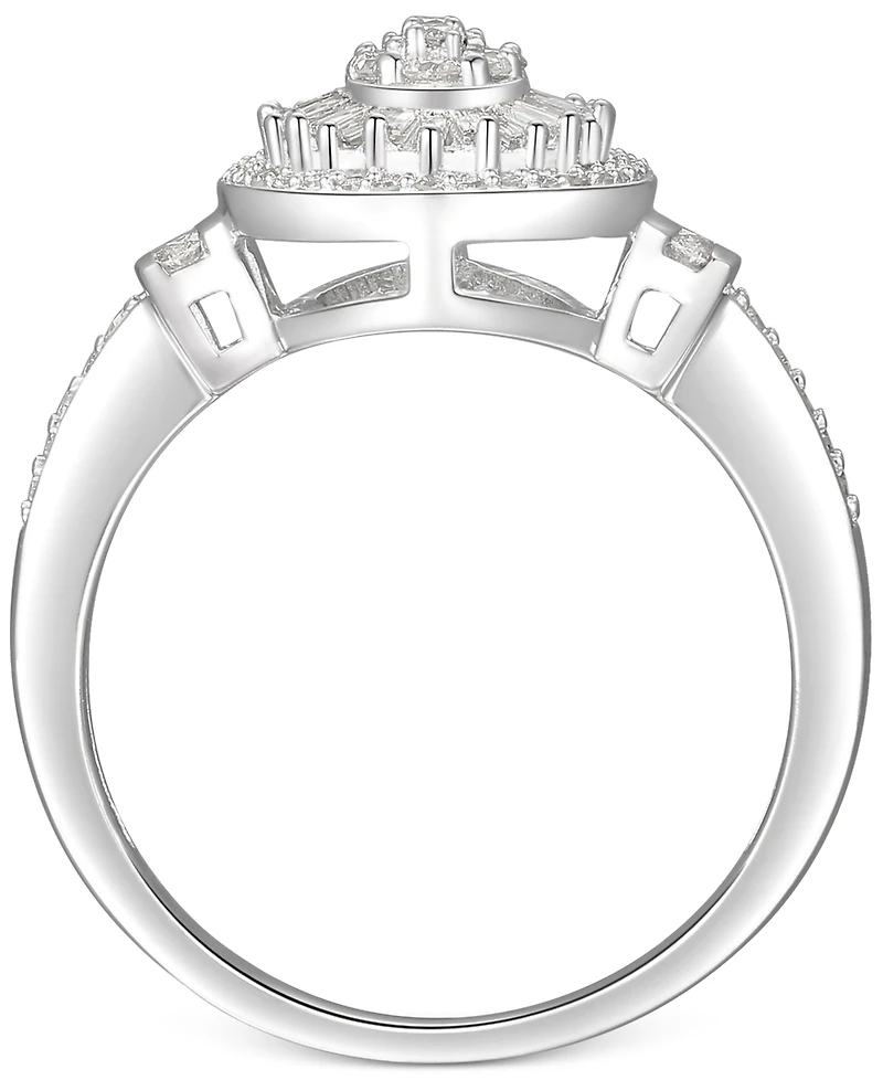 Diamond Oval Starburst Cluster Ring (1/2 ct. t.w.) 14k White, Yellow or Rose Gold