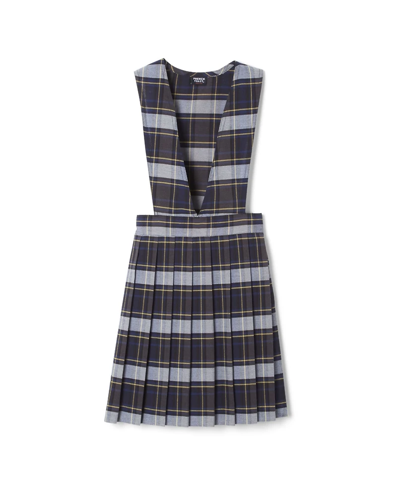 French Toast Big Girls V-Neck Pleated Plaid Jumper