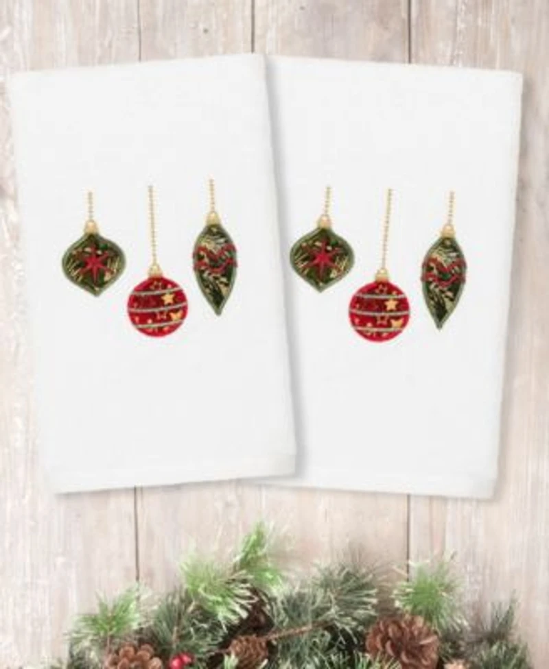 Linum Home Christmas Ornaments Embroidered 100 Turkish Cotton Hand Towels