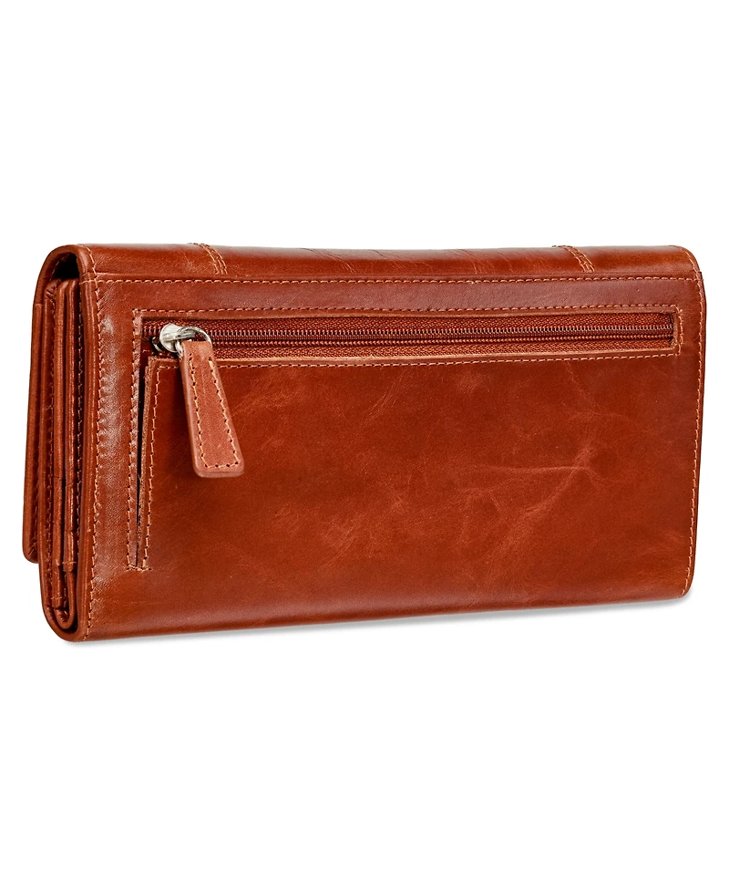 Mancini Casablanca Collection Rfid Secure Ladies Trifold Wing Wallet