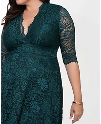 Kiyonna Plus Mademoiselle Lace Cocktail Dress with Sleeves
