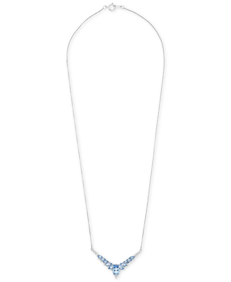 Garnet (2-1/3 ct. t.w.) & White Topaz (3/8 ct. t.w.) V-Shape 17" Statement Necklace in Sterling Silver (Also available in Amethyst, Peridot, Blue Topa