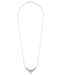 Garnet (2-1/3 ct. t.w.) & White Topaz (3/8 ct. t.w.) V-Shape 17" Statement Necklace in Sterling Silver (Also available in Amethyst, Peridot, Blue Topa