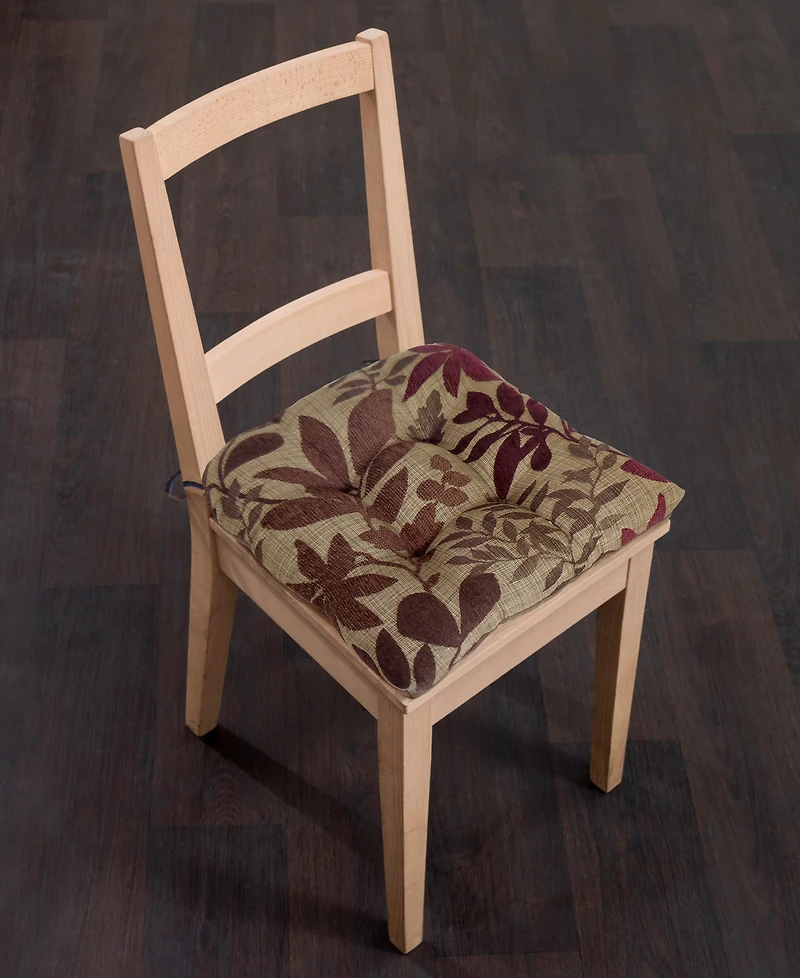 Arlee Home Fashions Leaf Chenille Memory Foam 2-Pack Chair Pads