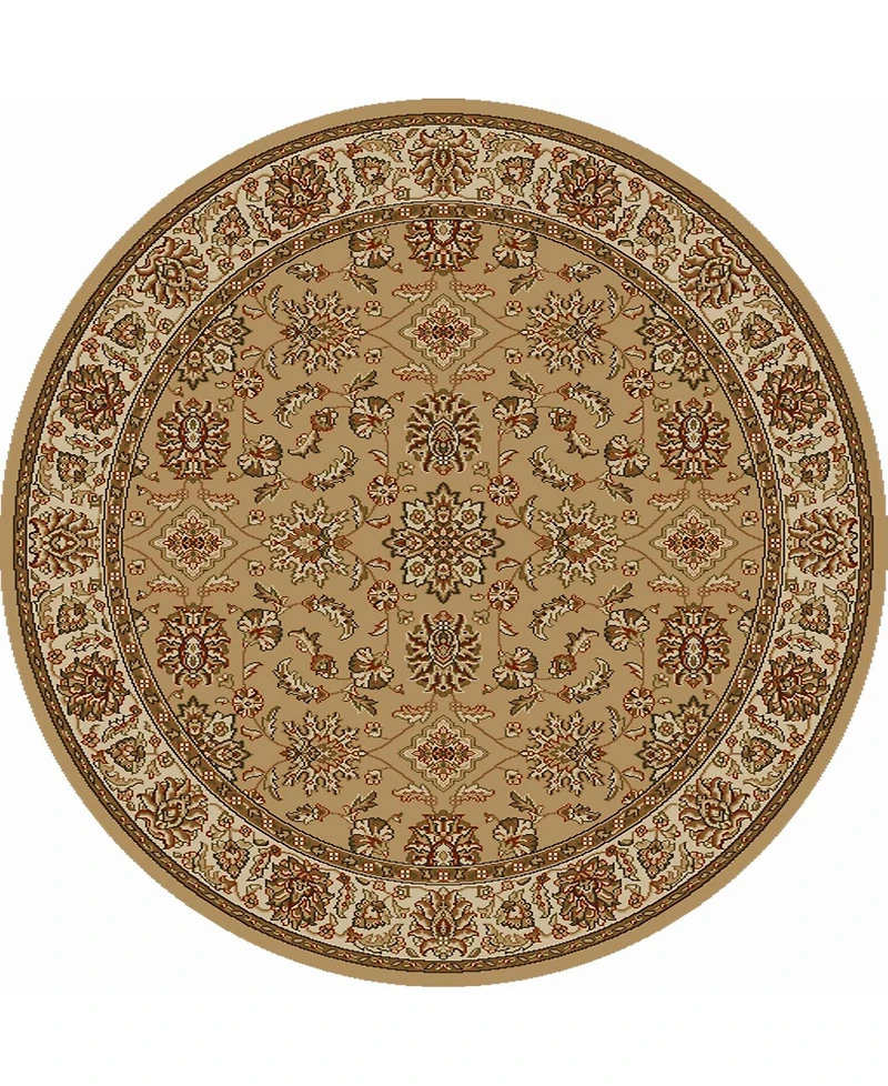 Closeout! Km Home 1592/1075/Beige Pesaro Beige 5'3" x 5'3" Round Area Rug