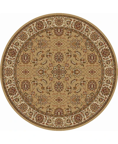 Closeout! Km Home 1592/1075/Beige Pesaro Beige 5'3" x 5'3" Round Area Rug