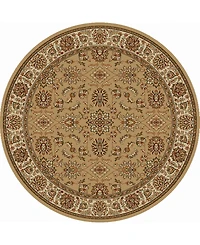 Closeout! Km Home 1592/1075/Beige Pesaro Beige 5'3" x 5'3" Round Area Rug