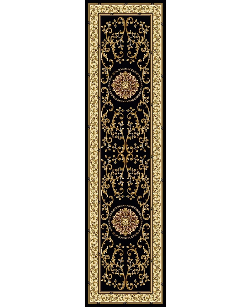 Closeout! Km Home 1419/1324/Black Navelli Black 2'2" x 8' Runner Rug
