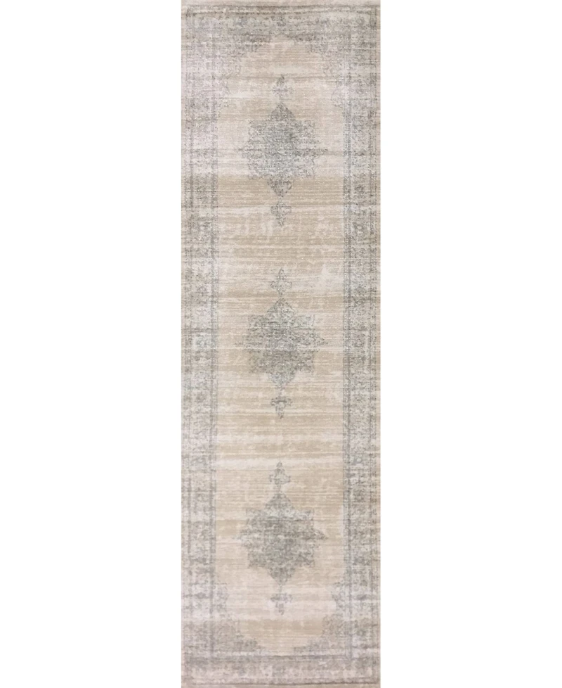 Closeout! Km Home 3563/0023/Bone Cantu Ivory/ Cream 2'2" x 7'7" Runner Rug
