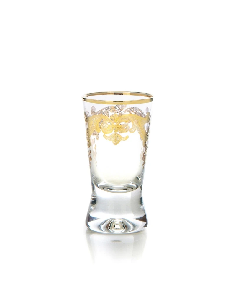 Classic Touch Liqueur Glasses with 24k Gold Artwork - Set of 6