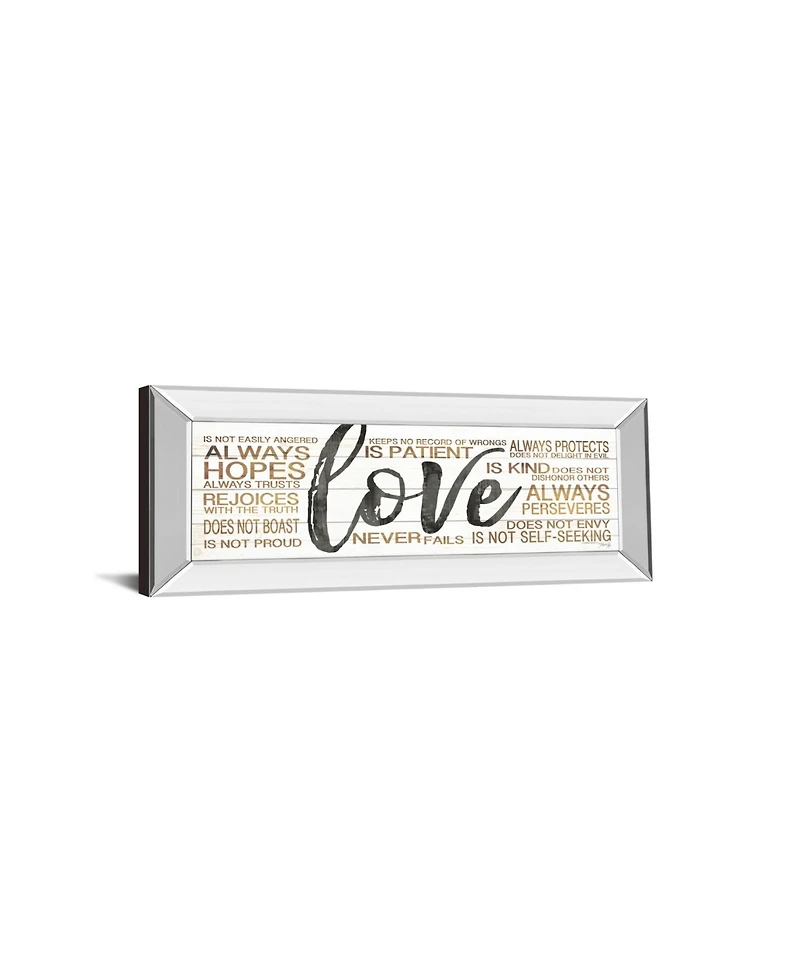 Classy Art Love by Marla Rae Mirror Framed Print Wall Art - 18" x 42"