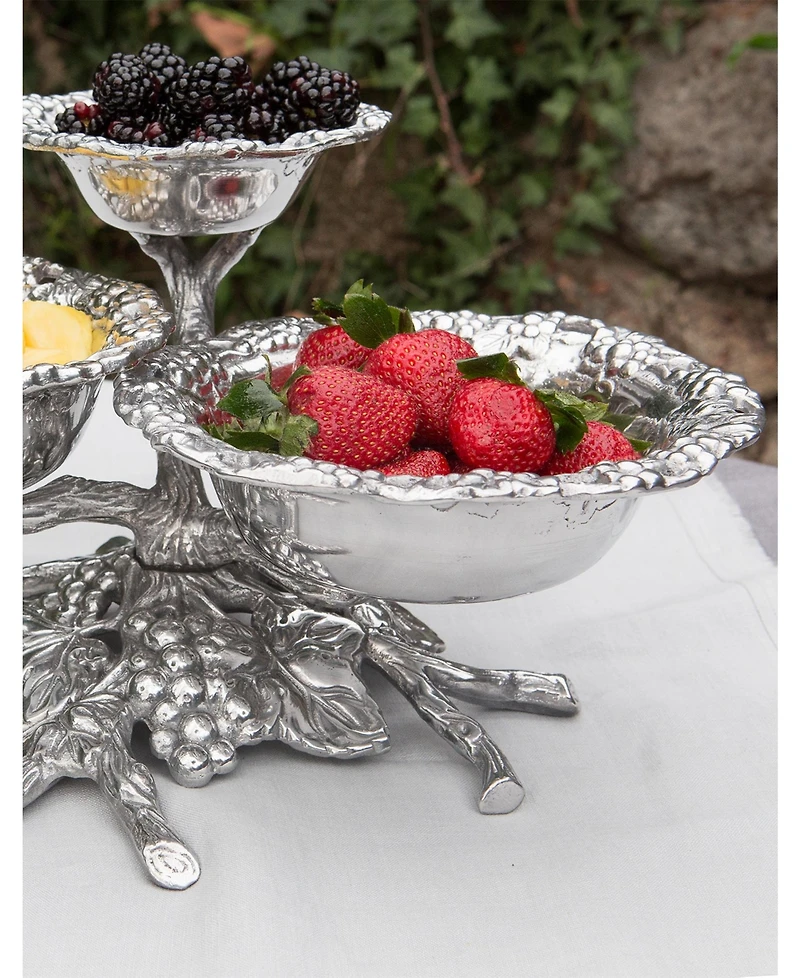 Arthur Court Designs Aluminum Grape Tiered 3-Bowls