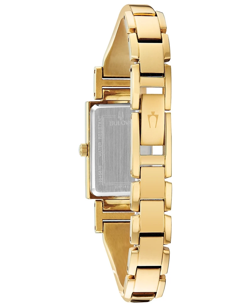 Bulova Women's Diamond-Accent Gold-Tone Stainless Steel Bangle Bracelet Watch 18x33mm