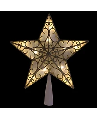 Northlight 9" Gold Glitter Star Led Christmas Tree Topper - Warm White Lights