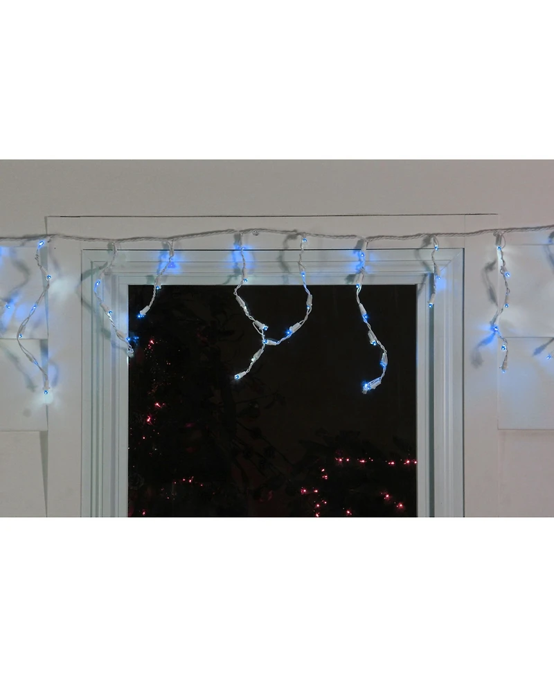 Northlight Set of 100 Blue Led Wide Angle Icicle Christmas Lights - White Wire