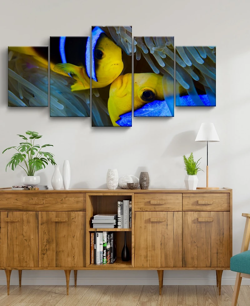 Ready2HangArt Underwater Rays Duo 5 Piece Wrapped Canvas Sea Life Wall Art Set, 30" x 60"