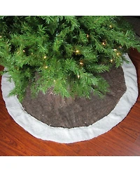 Northlight 47" Bronze Paillette Sequins Round Christmas Tree Skirt with Sherpa Border