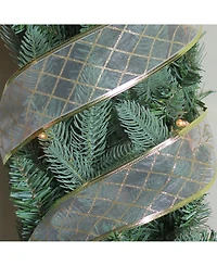 Northlight White and Gold Glittering Diamonds Wired Christmas Craft Ribbon 2.5" x 10 Yards