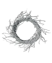 Northlight 24" Snow Flocked and Iridescent Glitter Twig Artificial Christmas Wreath - Unlit