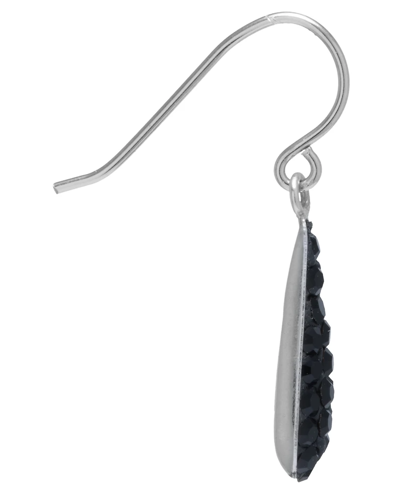 Pave Crystal Teardrop Earrings Sterling Silver. Available Clear, Black, Blue, Multi, Purple or Red