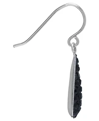 Pave Crystal Teardrop Earrings Sterling Silver. Available Clear, Black, Blue, Multi, Purple or Red