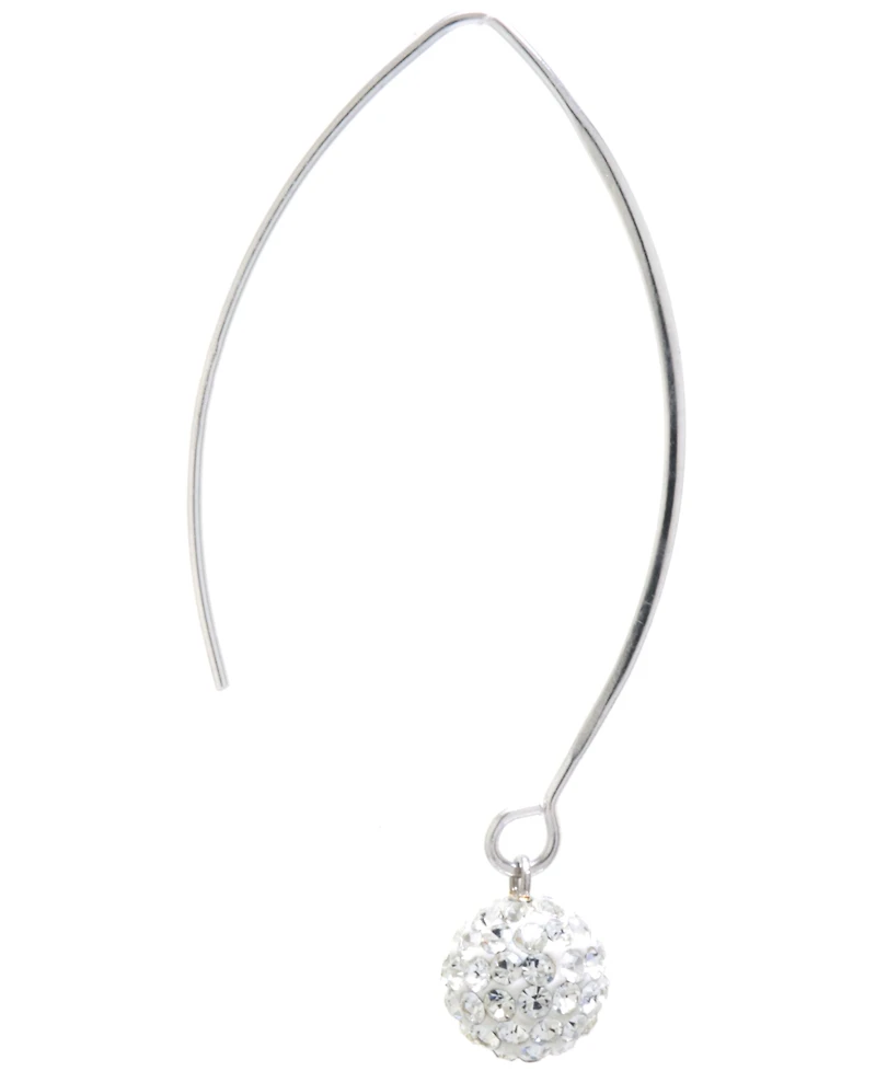 Crystal Pave Orb Threader Earrings Sterling Silver