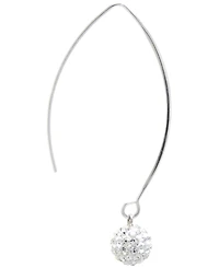 Crystal Pave Orb Threader Earrings Sterling Silver