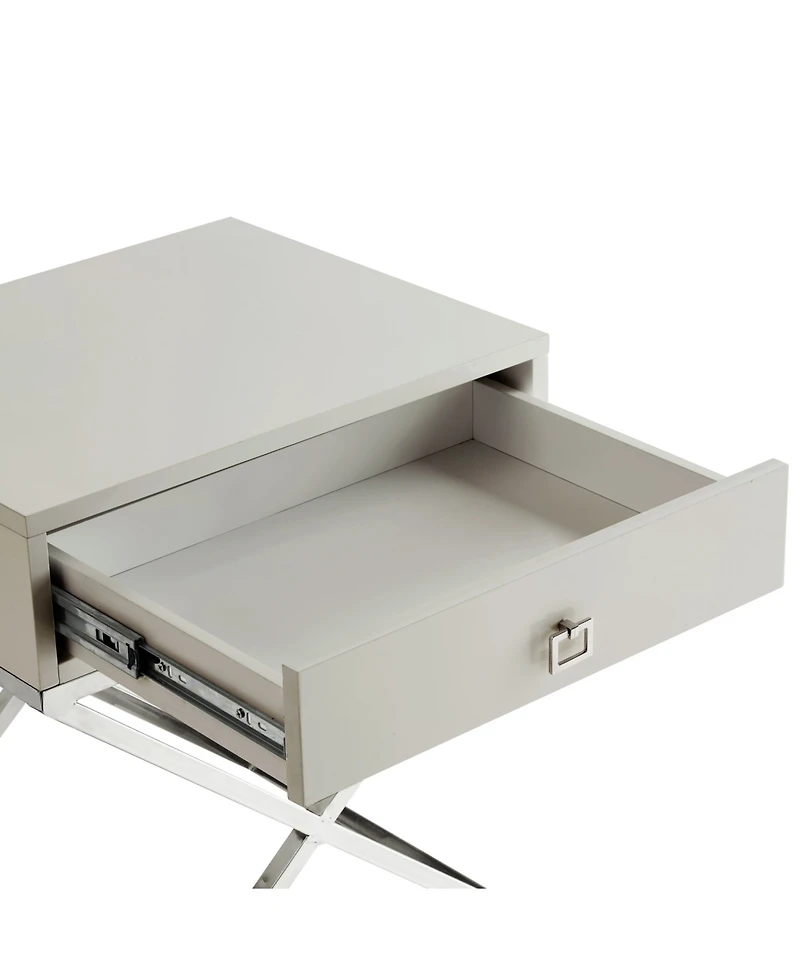 Inspired Home Gekko Lacquer Nightstand with Metal X-Legs