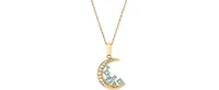 Swiss Blue Topaz (3/8 ct. t.w.) & White Topaz (1/6 ct. t.w.) Scatter Crescent Moon 18" Pendant Necklace in 14k Gold