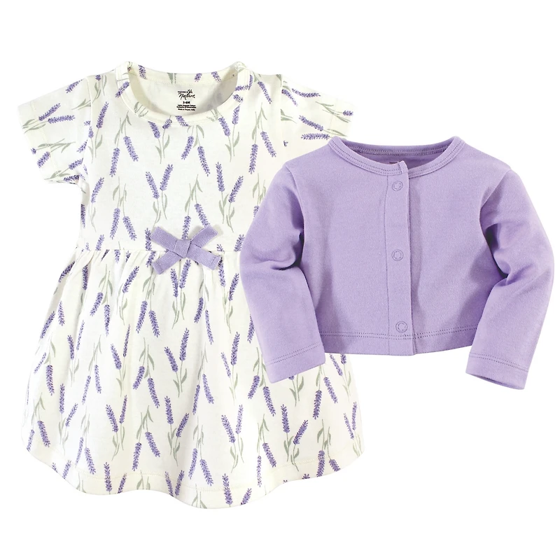 Touched by Nature Baby Girls Organic Cotton Dress and Cardigan 2pc Set