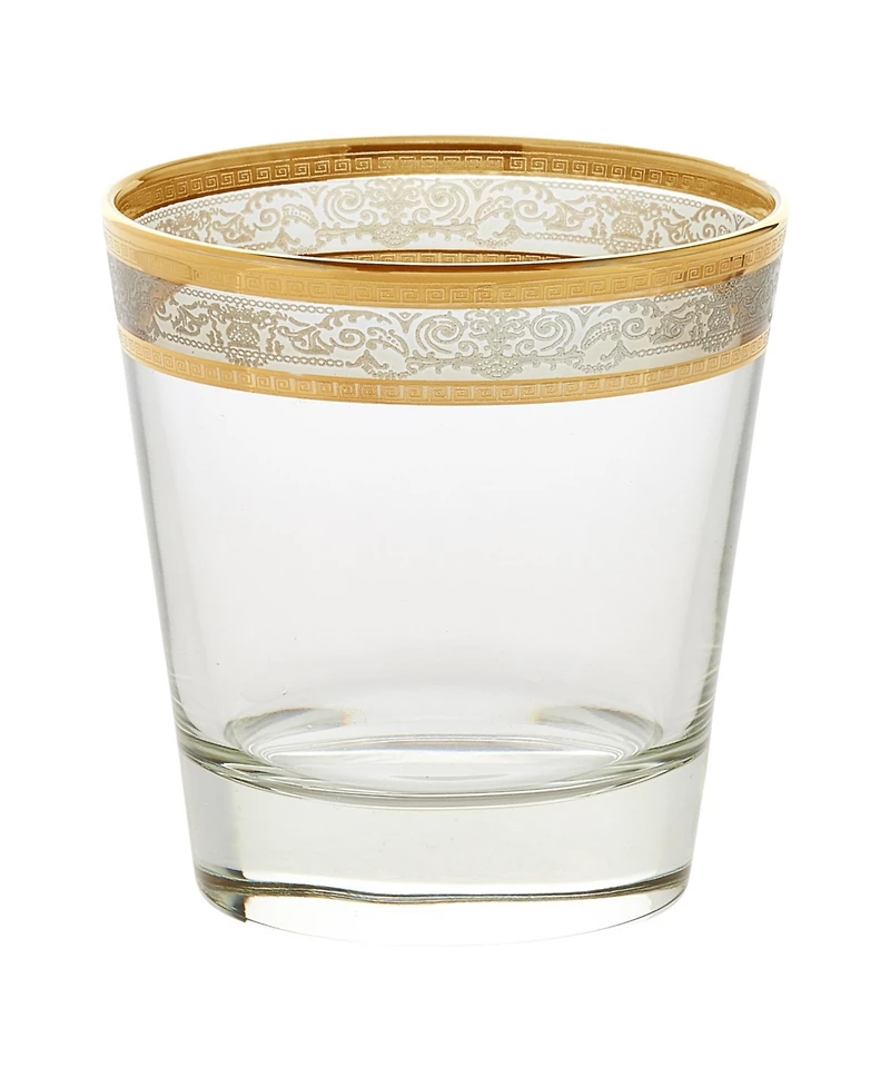 Lorren Home Trends Melania Collection Multicolor Double Old Fashion Glasses, Set of 6