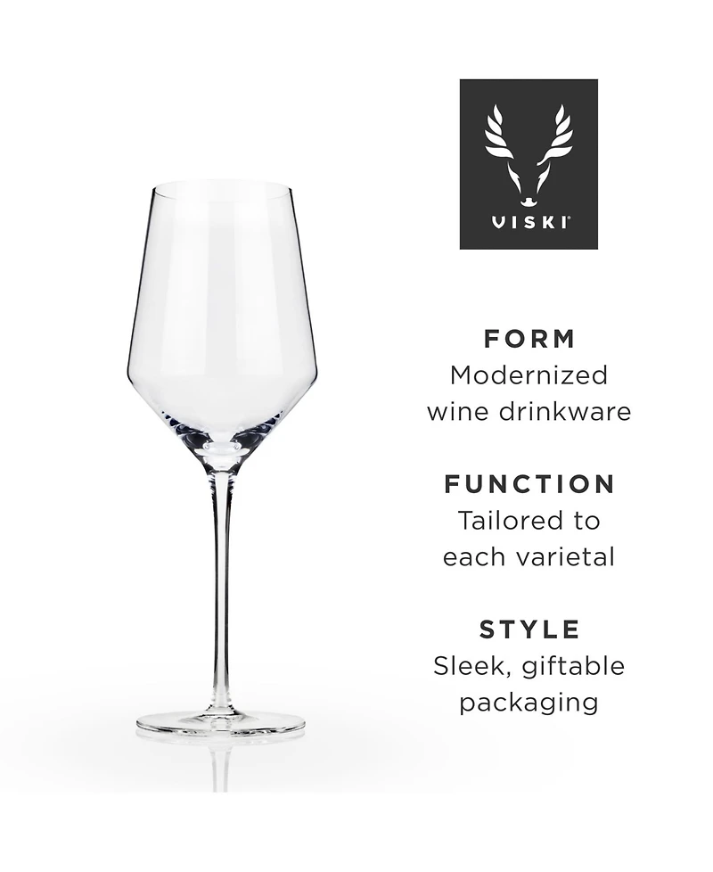 Viski Raye Angled Crystal Chardonnay Wine Glasses, Set of 2, 13 Oz