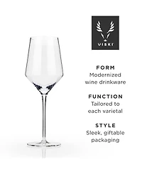Viski Raye Angled Crystal Chardonnay Wine Glasses, Set of 2, 13 Oz