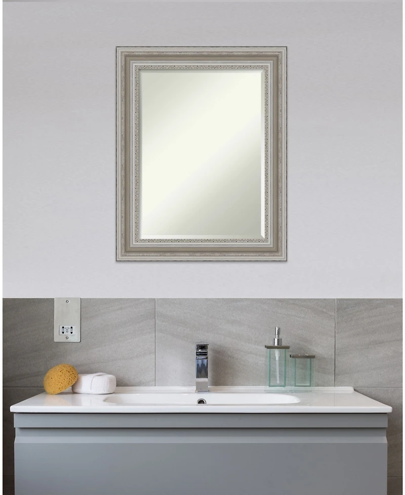 Amanti Art Parlor Silver-tone Framed Bathroom Vanity Wall Mirror