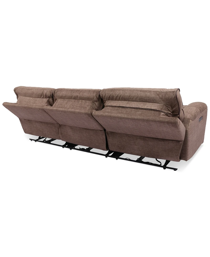 Closeout! Hutchenson 3-Pc. Fabric Sectional with 3 Power Recliners and Power Headrests