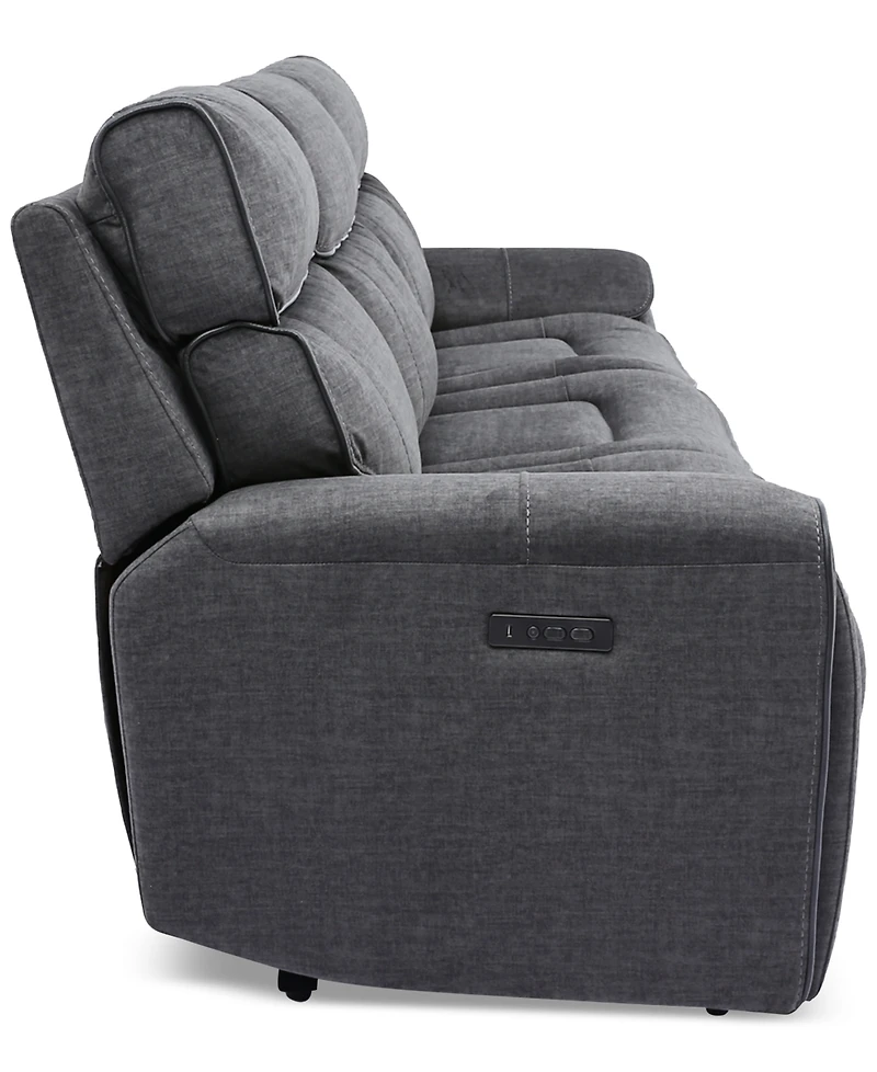 Closeout! Hutchenson 3-Pc. Fabric Sectional with 3 Power Recliners and Headrests