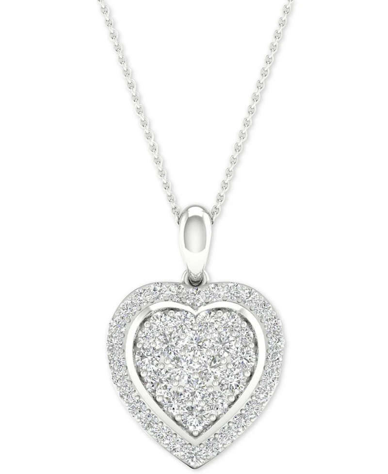 Diamond Heart Cluster Pendant Necklace (1/2 ct. t.w.) in Sterling Silver, 16" + 2" extender