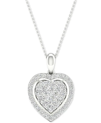 Diamond Heart Cluster Pendant Necklace (1/2 ct. t.w.) in Sterling Silver, 16" + 2" extender