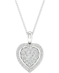 Diamond Heart Cluster Pendant Necklace (1/2 ct. t.w.) in Sterling Silver, 16" + 2" extender