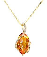 Effy Amethyst and Diamond (1/8 ct. t.w.) Marquise Wrap Pendant 14k Gold (Also Green Amethyst, Citrine, London Blue Topaz)